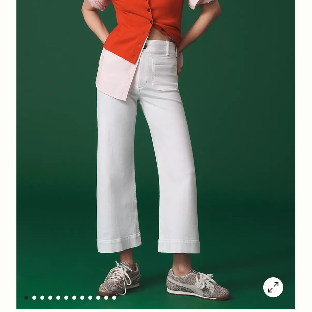 Maeve White Wide Leg Pant
